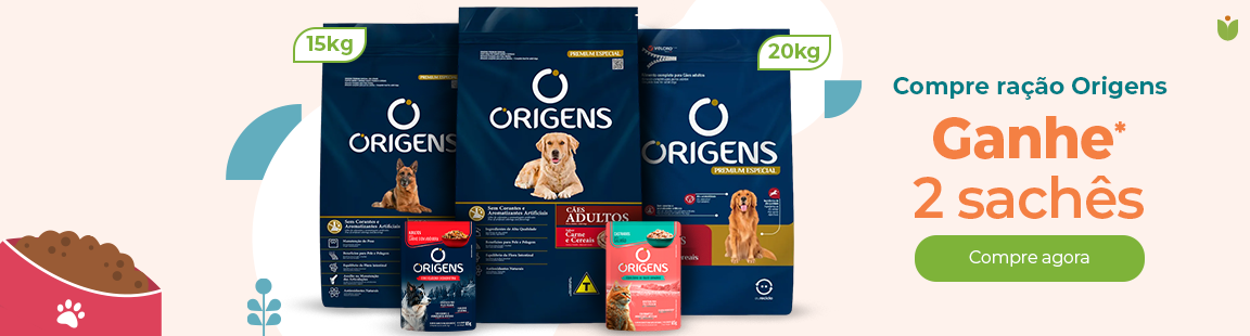 Compre ração Origens Ganhe* Sachê